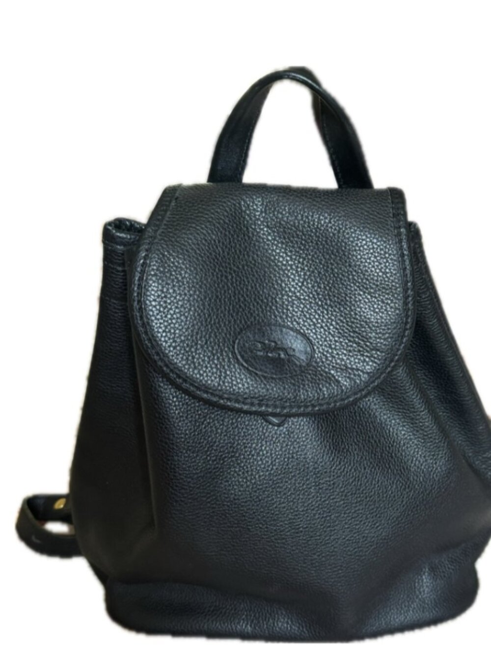 Longchamp Le Pliage Black Leather Backpack